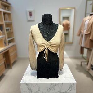 Princess Polly Yellow Puff Sleeve Crop Blouse